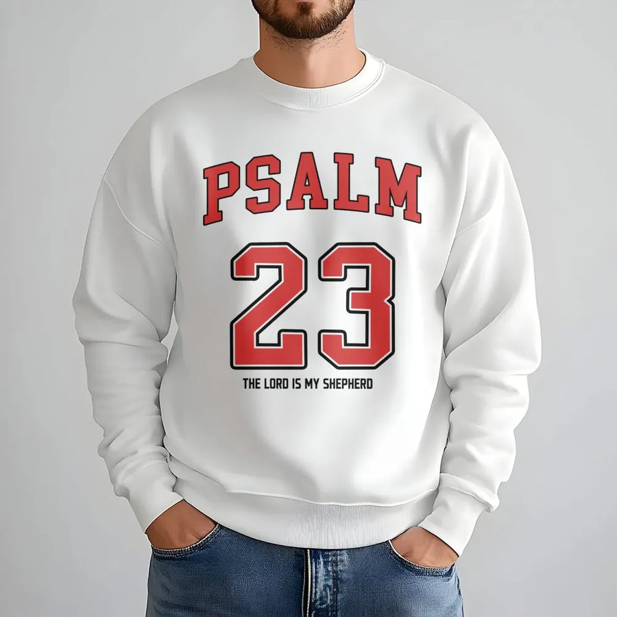 Psalm 23 Sweatshirt | The Lord Is My Shepherd Graphic Tee | Cotton Blend Christian Apparel | Faith Based Gift for Men and Women