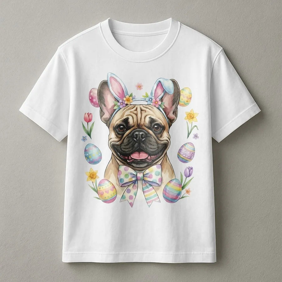 French Bulldog Easter T-Shirt | Cute Bunny Ears Puppy Graphic | Premium Cotton Soft Tee | Spring Dog Mom Gift Idea