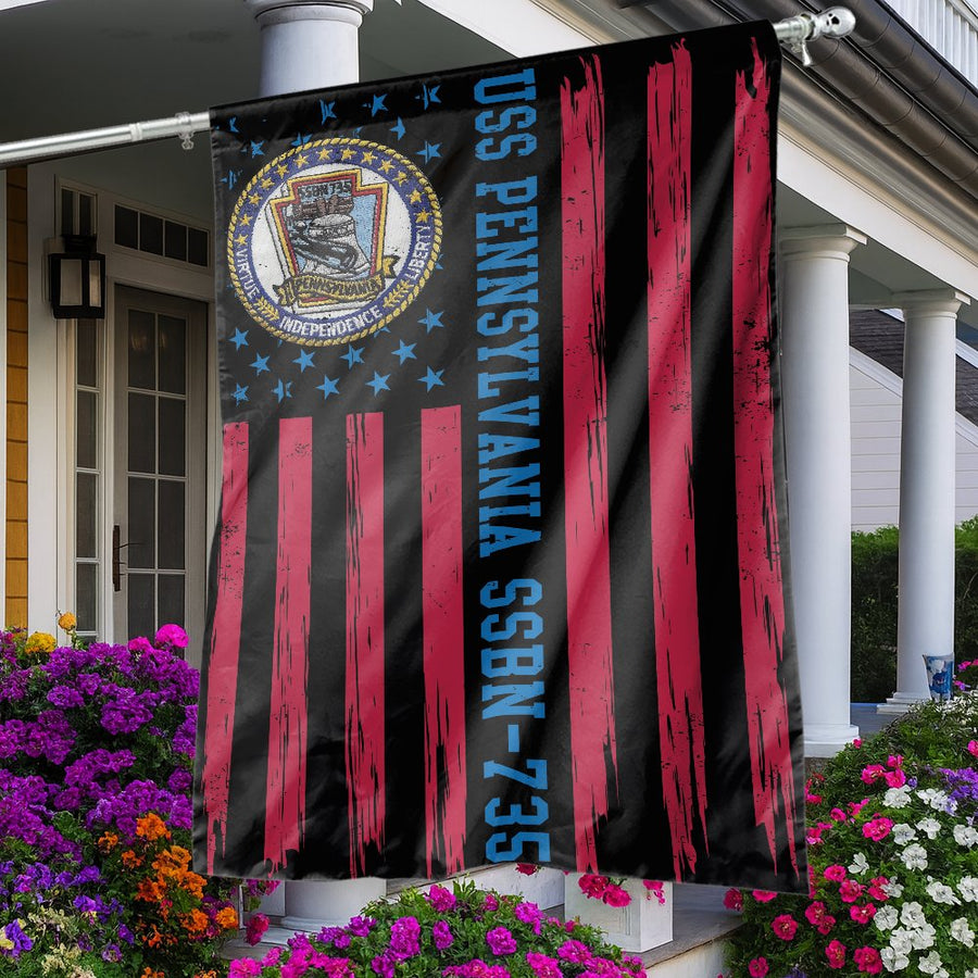 USS Pennsylvania SSBN-735 Garden Flag | Patriotic Submarine Navy Emblem | Weather-Resistant Premium Polyester | Gift for Submariner Veteran