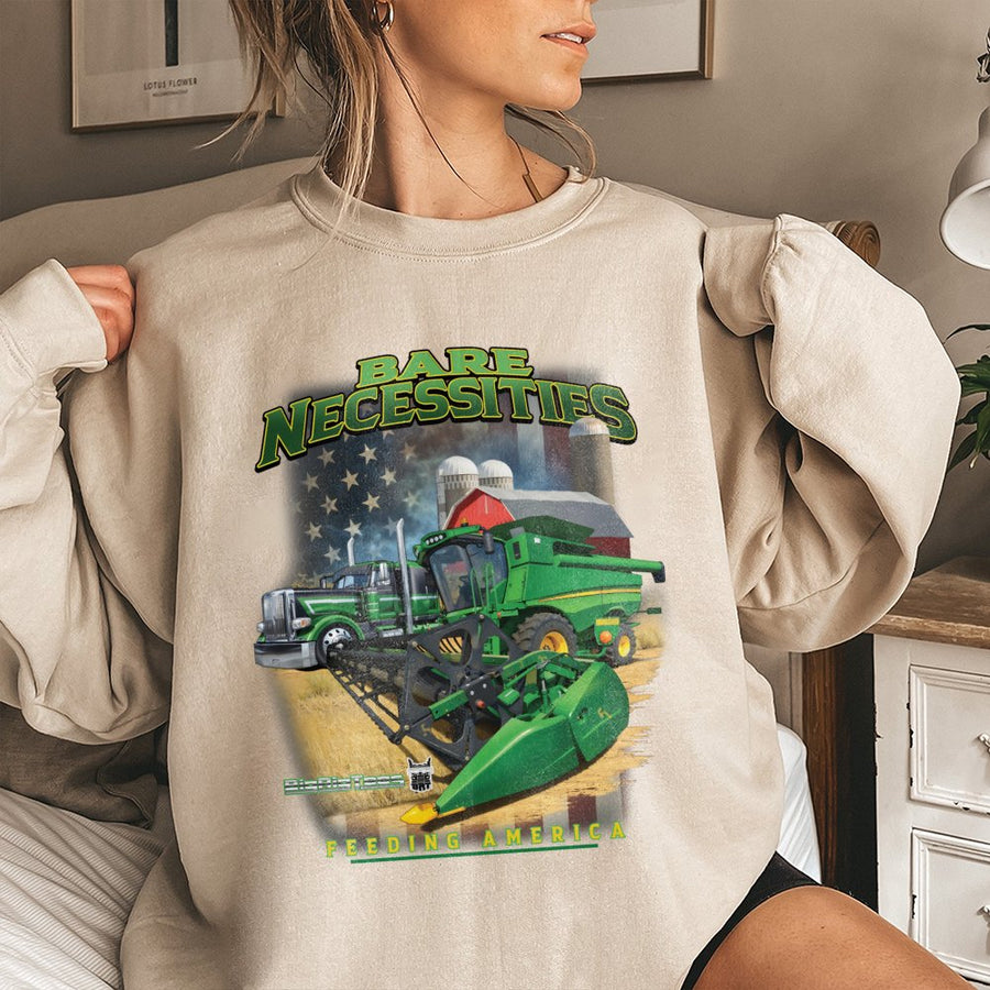 Farmer Sweatshirt | Farm Tractor And Semi Truck Print | Premium Cotton Blend | Gift For Farmer Or Agriculture Enthusiast