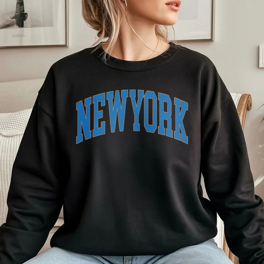 New York Sweatshirt | Vintage Varsity Graphic with Retro College Font | Soft Cotton Tee | NYC Tourist & Souvenir Gift for Men and Women