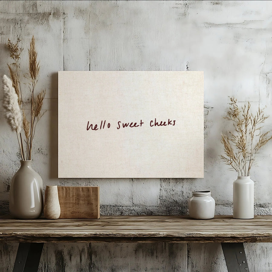 Hello Sweet Cheeks Canvas Wall Art | Funny Bathroom Quote Sign | Premium Canvas Print | Modern Minimalist Decor Housewarming Gift