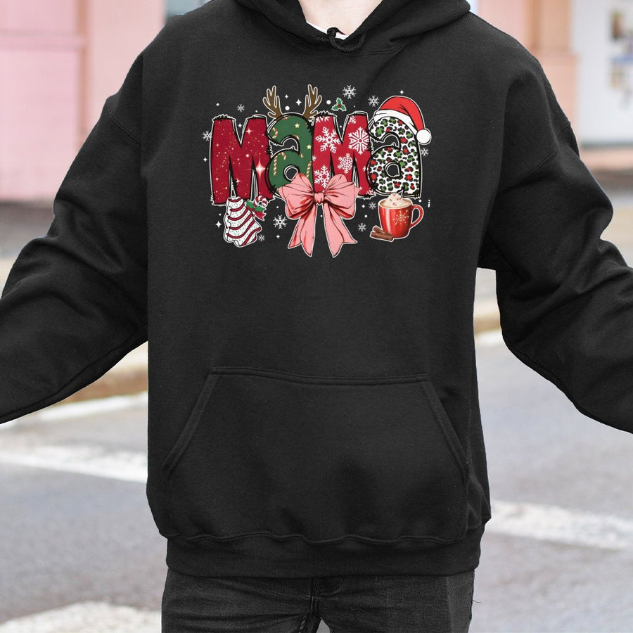 Christmas Mama Hoodie | Festive Leopard Print Holiday Graphic | Premium Cotton Blend | Gift for Mom and Wife