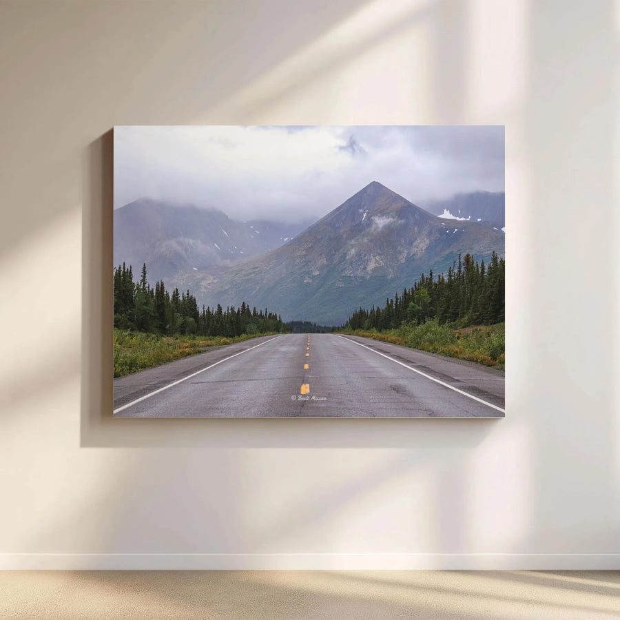 Misty Mountain Highway Canvas | Forest Road Landscape Photography | Premium Gallery Wrap | Nature Wall Art For Home Office Decor