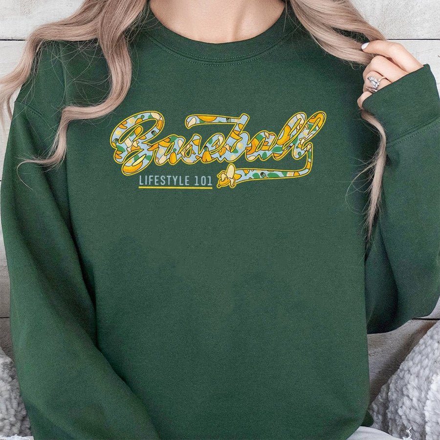 Baseball Banana Sweatshirt | Retro Sporty Typography Graphic | Premium Cotton Blend Crewneck | Unisex Gift For Baseball Fans & Players