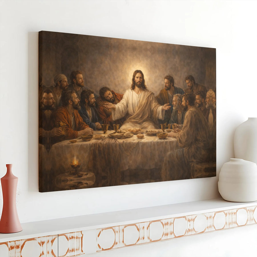 The Last Supper Canvas Wall Art | Jesus Christ with Apostles Painting | Premium High-Resolution Print | Christian Home Decor Religious Gift