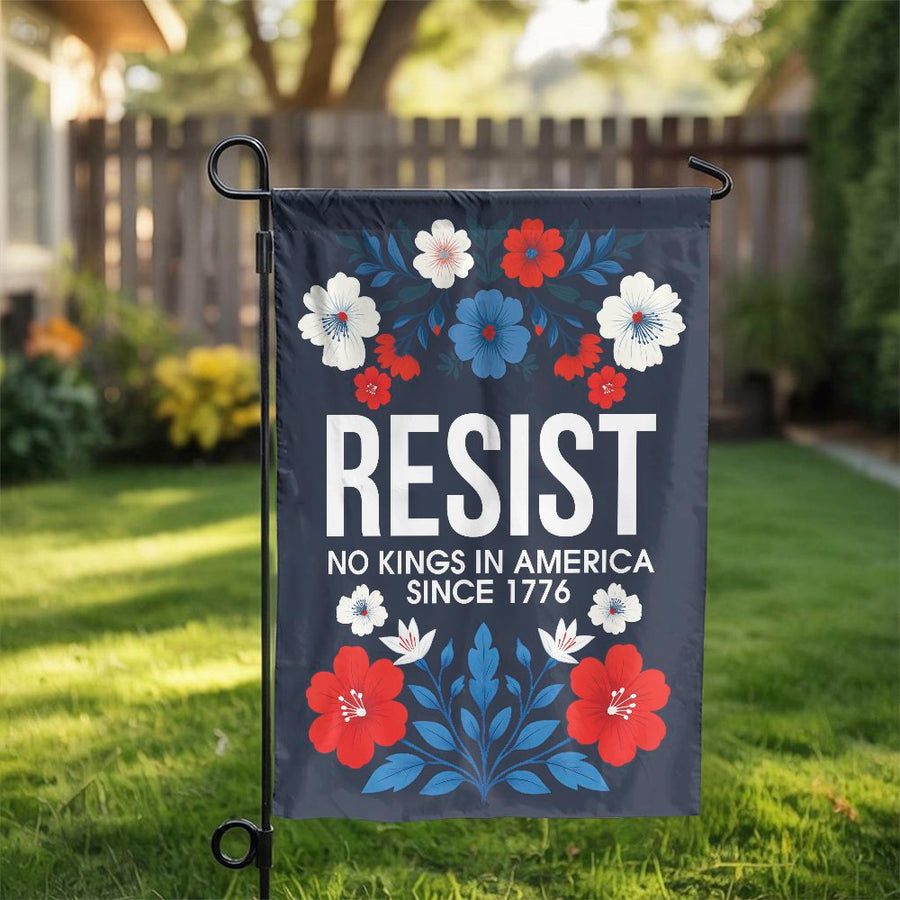 Resist Garden Flag | Patriotic No Kings In America 1776 Design | Premium Weather-Resistant Polyester | Yard Decor For Front Porch Gift