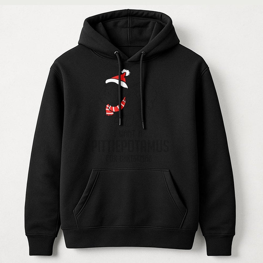 Pitbull Christmas Hoodie | Festive Santa Hat and Scarf Graphic | Premium Cotton Blend | Gift for Pittie Mom and Dog Lovers
