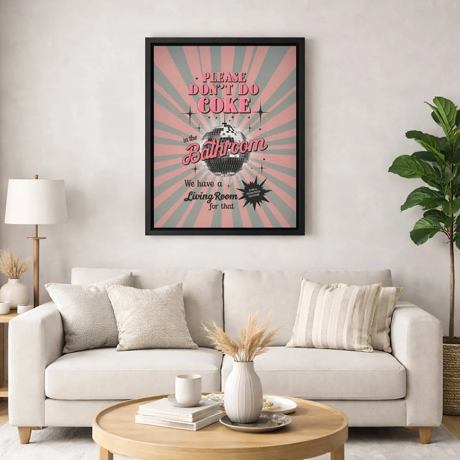 Funny Bathroom Wall Art | Retro Disco Ball Quote Print | Premium Canvas Decor | Edgy Home Decor Gift for Party Lovers