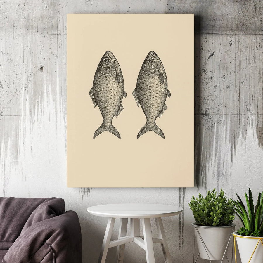 Vintage Fish Print Canvas Wall Art | Scientific Ichthyology Illustration | Premium Gallery Wrapped Canvas | Coastal Home Decor Gift for Fisherman