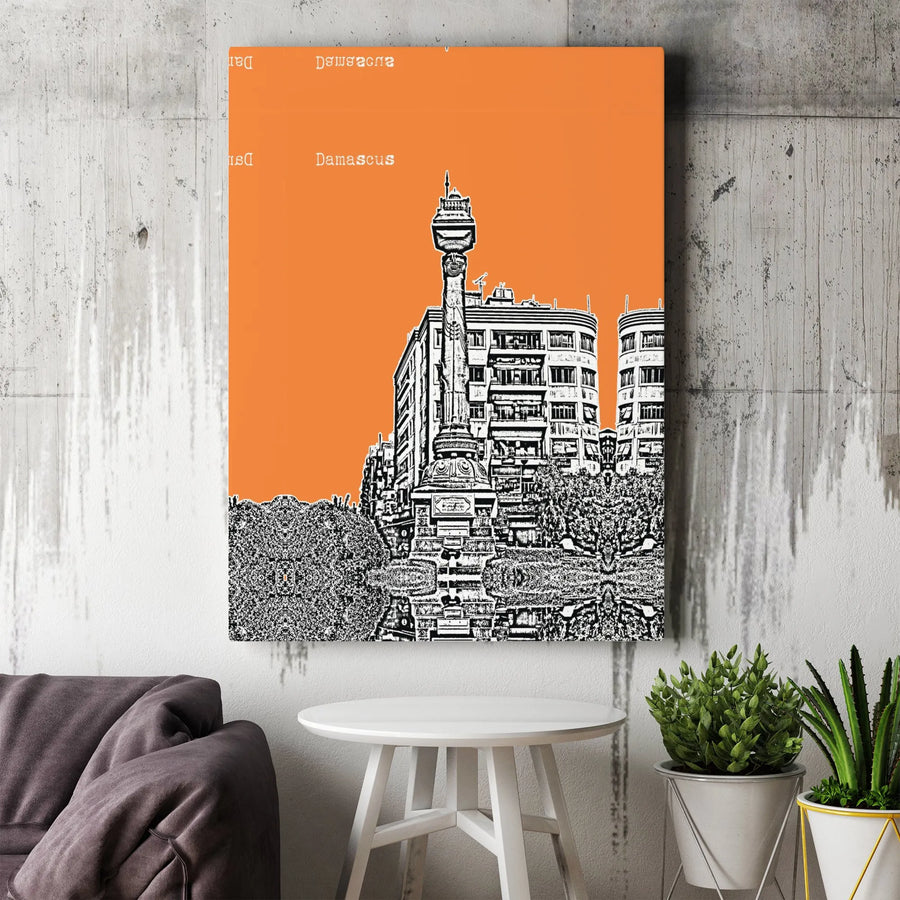 Damascus Canvas Wall Art | Modern Graphic Cityscape Print | Premium Fade-Resistant Canvas | Syria Travel Gift for Home Decor