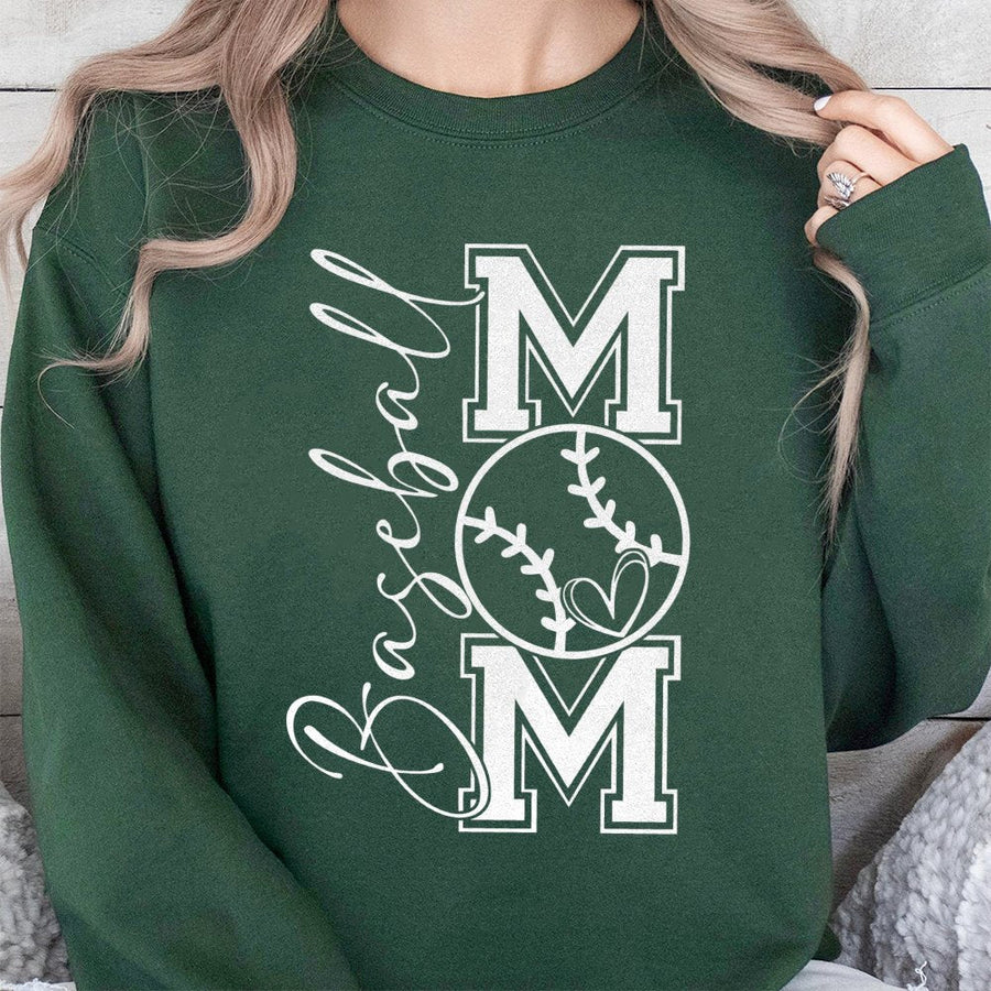 Baseball Mom Sweatshirt | Varsity Letter Graphic Design | Cotton-Blend Premium Quality | Cute Sporty Gift For Baseball Mama
