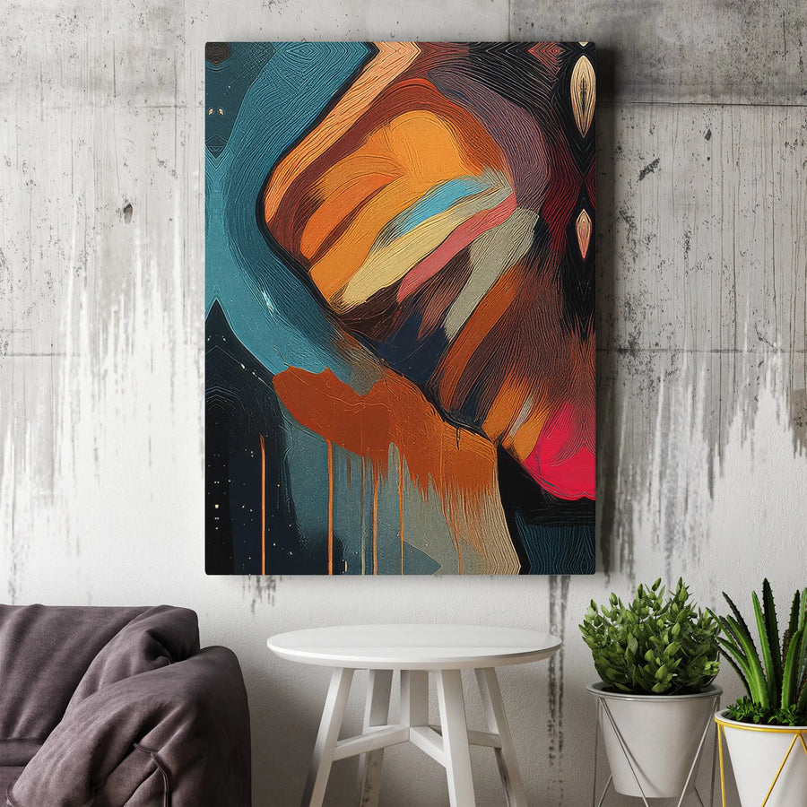 Abstract Canvas Wall Art | Colorful Textured Brushstroke Oil Painting Print | Gallery Quality 1.25 Inch Thick Wrap | Modern Home Office Decor Gift