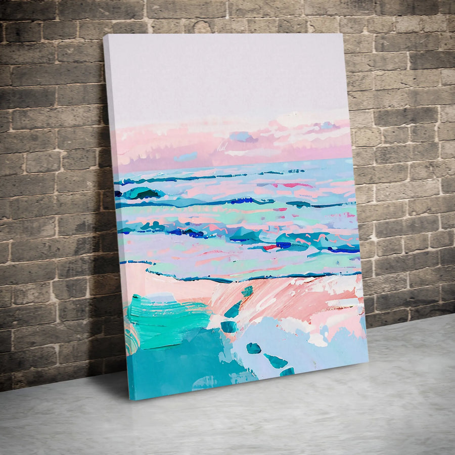 Abstract Beach Canvas Wall Art | Impressionist Ocean Painting Print | Premium Frameless Gallery Wrap | Modern Home Decor Gift
