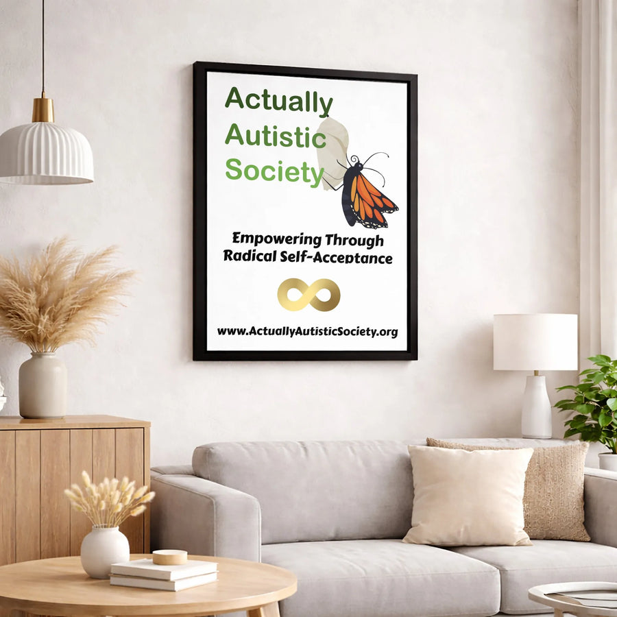 Actually Autistic Pride Wall Art | Butterfly Metamorphosis Infinity Symbol | Premium Gallery Canvas | Neurodivergent Acceptance Gift