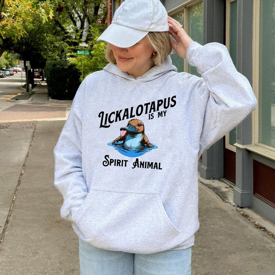 Lickalotapus Hoodie | Funny Platypus Graphic Animal Pun | Premium Cotton-Blend Pullover | Unique Humor Gift for Animal Lovers