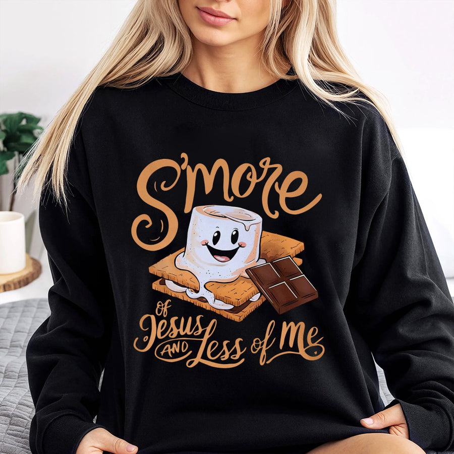 S'more of Jesus and Less of Me Sweatshirt | Cute Christian Graphic Tee | Premium Cotton Blend Crewneck | Religious Faith Gift for Her