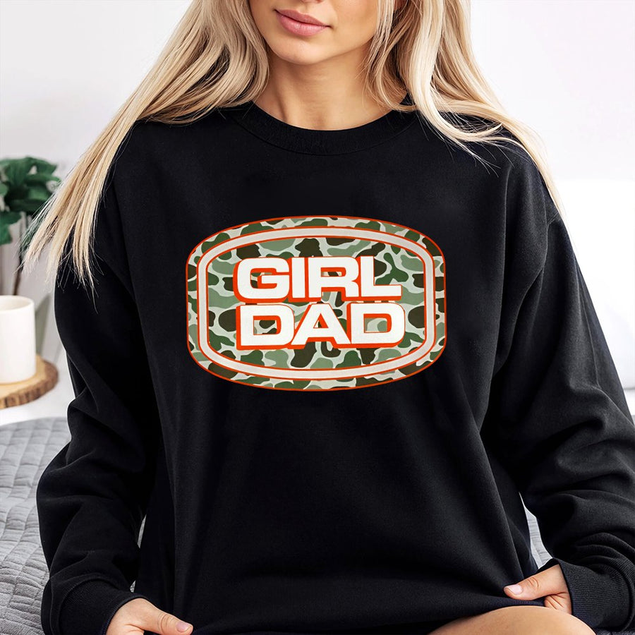 Girl Dad Sweatshirt | Camo Graphic Print | Soft Cotton Blend | Gift For New Dad Father's Day 2026 Birthday