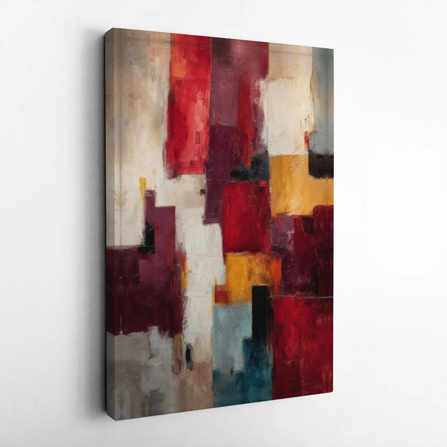 Modern Abstract Canvas Wall Art | Geometric Block Painting | Premium 1.25" Gallery Wrap | Contemporary Home & Office Decor