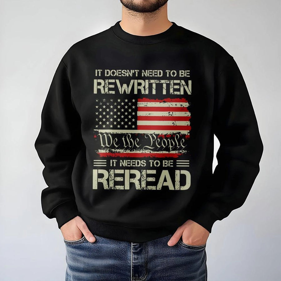 We The People Constitution Sweatshirt | Patriotic US Flag Quote | Cotton Blend Unisex Pullover | Historical American History Gift for Freedom Lovers