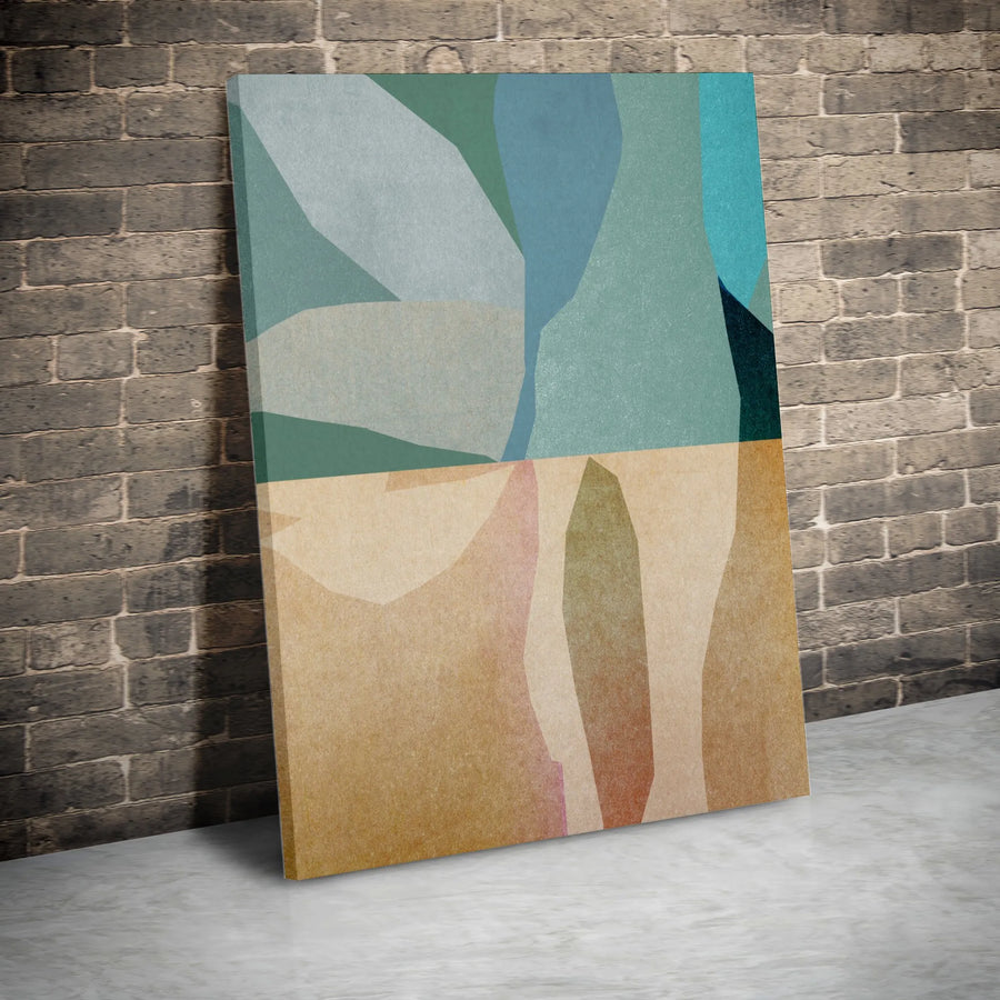 Abstract Geometric Vertical Canvas | Minimalist Earth Tone Color Block Art | Premium 1.25" Thick Gallery Wrap | Limited Edition Modern Home Decor