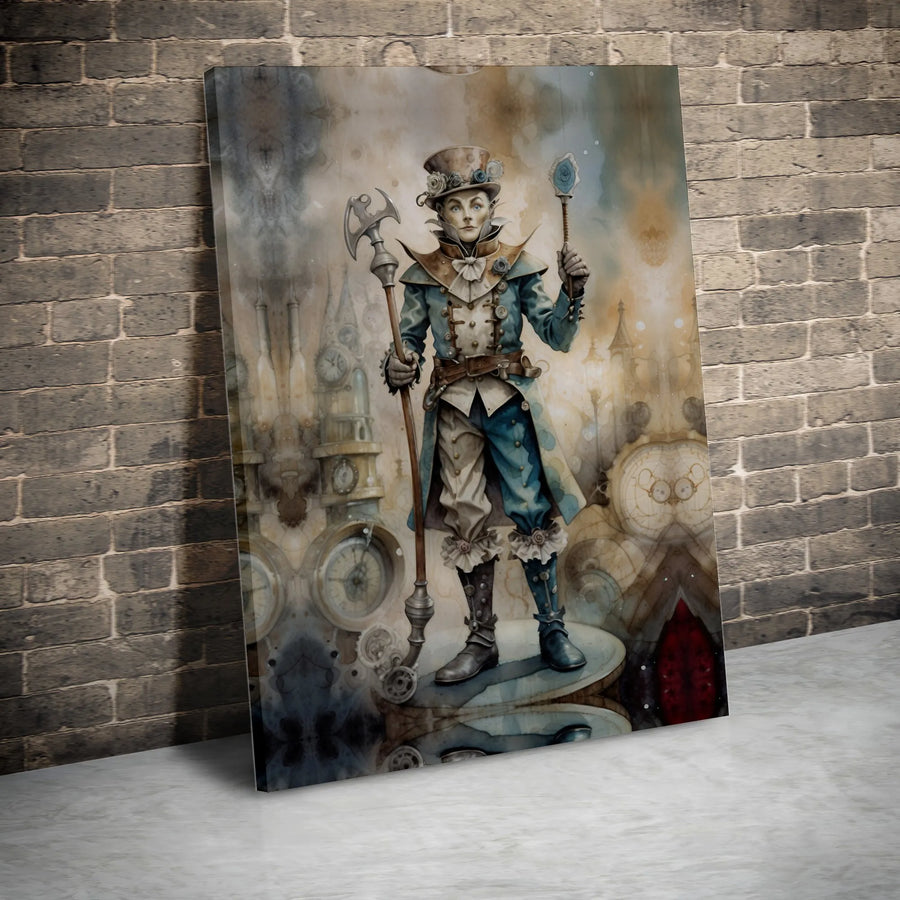 Steampunk Nobleman Canvas Wall Art | Watercolor Fantasy Character Portrait | 1.25-Inch Premium Gallery Wrap | Unique Home Decor Gift for Geeks