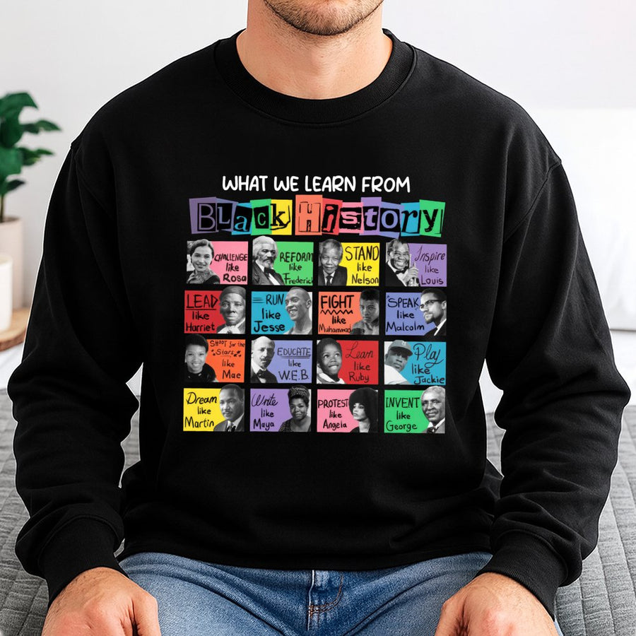 Black History Month Sweatshirt | Inspirational Leaders Collage Graphic | Premium Cotton Blend | Unisex Educational Gift for Students and Teachers