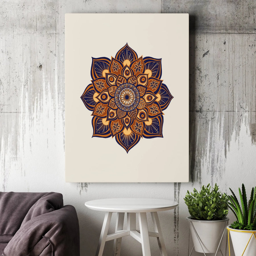 Mandala Wall Art Canvas | Geometric Boho Floral Design | Premium Gallery-Wrapped Print | Spiritual Home Decor Gift