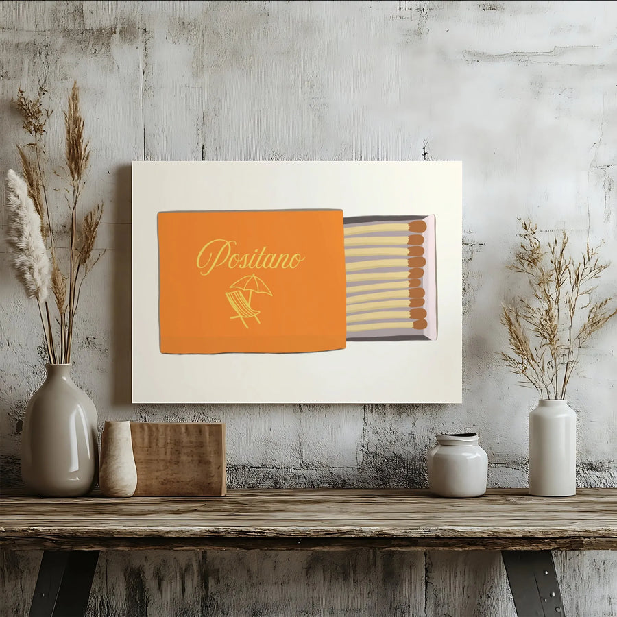 Positano Matchbox Art Print | Italian Amalfi Coast Travel Wall Decor | Premium 1.25 Inch Thick Gallery Canvas | Modern Aesthetic Home Gift