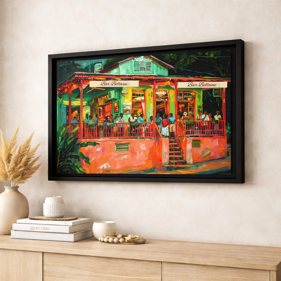 Caribbean Nightlife Wall Art | Vibrant Bar Bellevue Painting | Premium 1.25" Gallery Canvas | Tropical Home Decor Gift