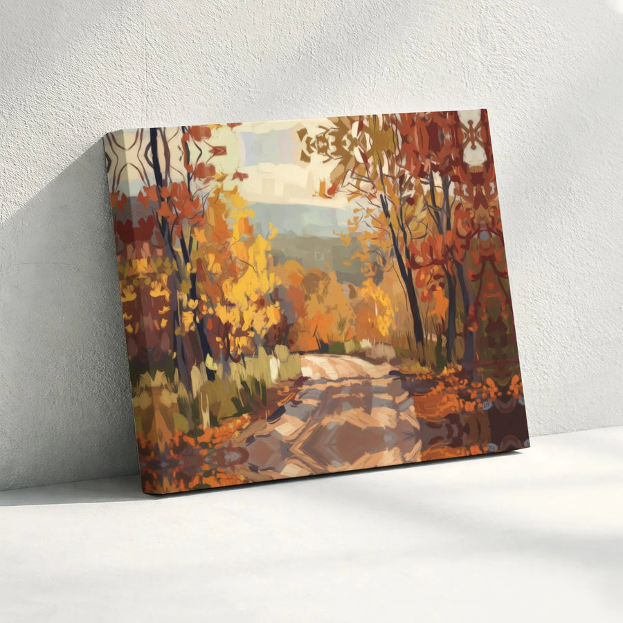 Autumn Forest Path Canvas Print | Impressionist Landscape Wall Art | Gallery Quality 1.25 Inch Wrap | Nature Lover Home Decor Gift