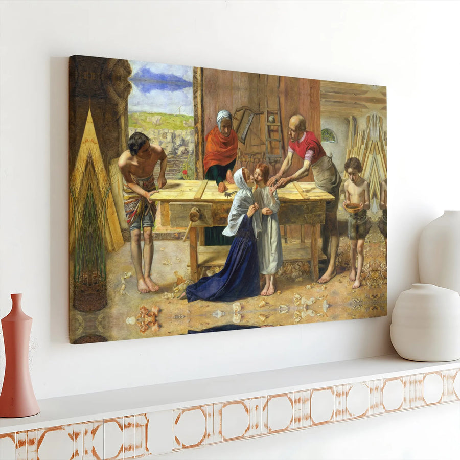 Christ in the House of His Parents Canvas Wall Art | John Everett Millais Pre-Raphaelite Painting | Premium Matte Canvas | Christian Home Decor Collector Gift