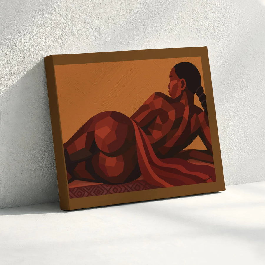 Abstract Geometric Black Woman Wall Art | Reclining Figure Canvas Print | Premium Gallery-Wrapped 1.25" Profile | Modern Home Decor Gift