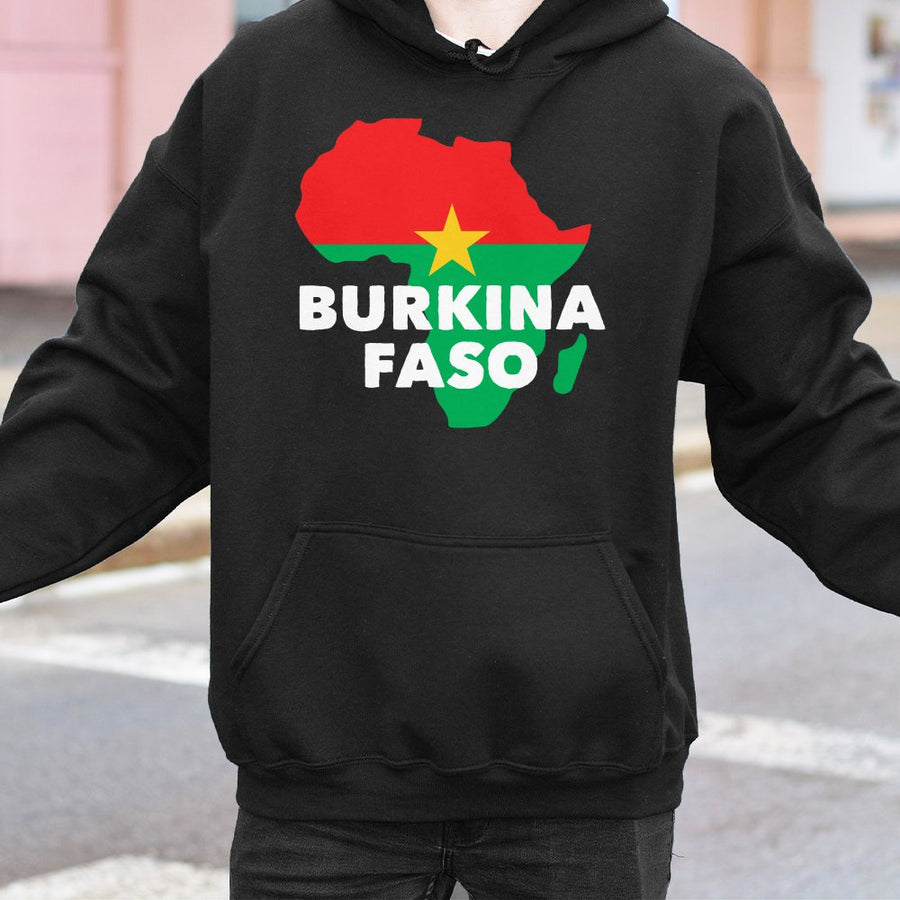 Burkina Faso Flag Map Hoodie | African Country Pride Design | Cotton-Blend Premium Quality | Unisex Patriotic Gift for Burkina Faso Supporters
