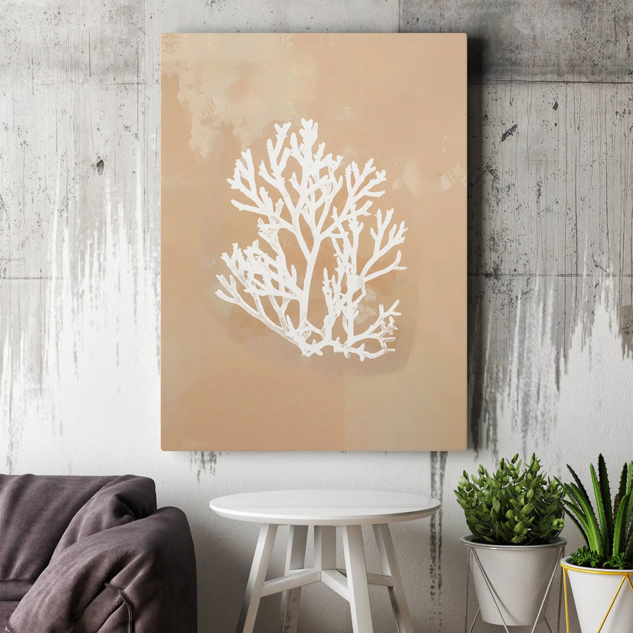 White Sea Coral Canvas Wall Art | Minimalist Coastal Decor Print | Premium Fade-Resistant Gallery Wrap | Modern Neutral Home Office Decor Gift