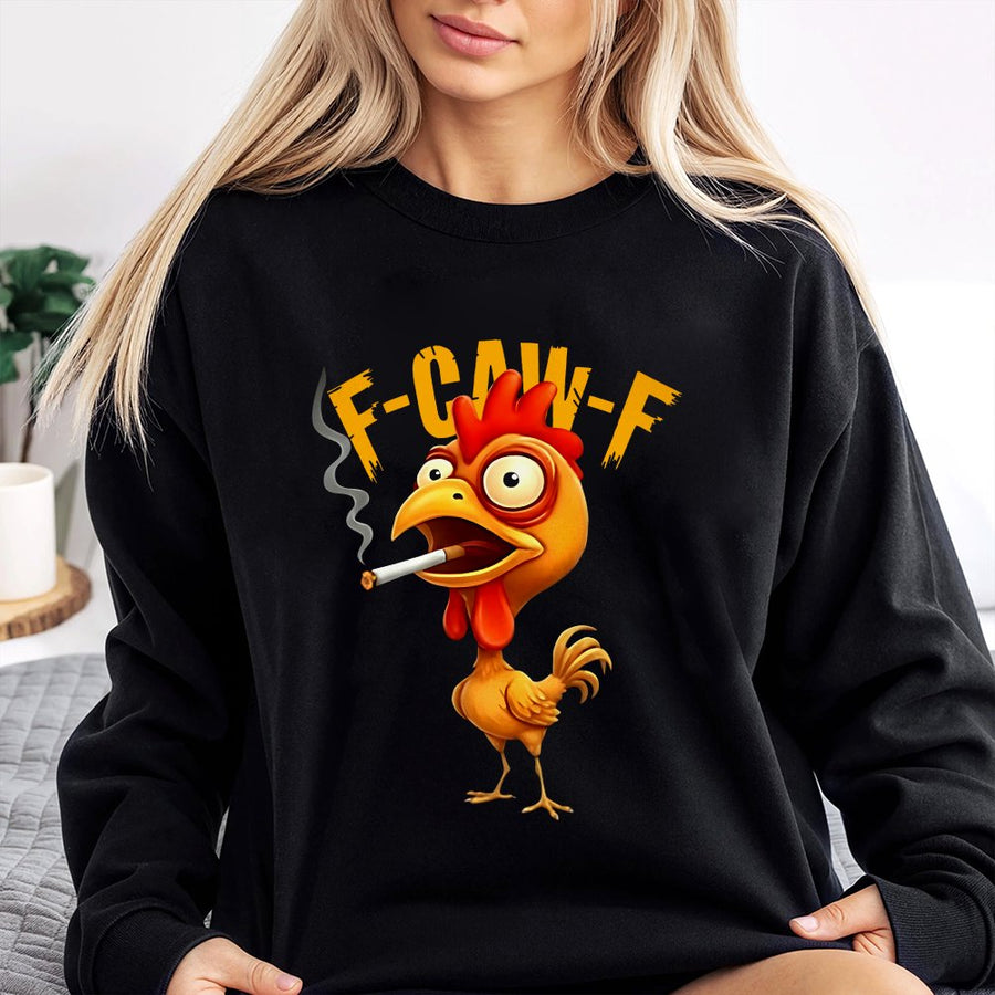Smoking Chicken Sweatshirt | Funny F Caw F Graphic Crewneck | Premium Cotton Blend | Gift for Humor Lovers and Poultry Fans
