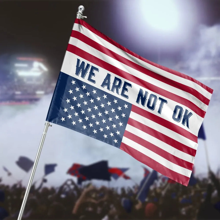 We Are Not OK American House Flag | Political Protest Slogan | Premium Weather-Resistant Polyester | Outdoor Yard & Porch Decor Gift
