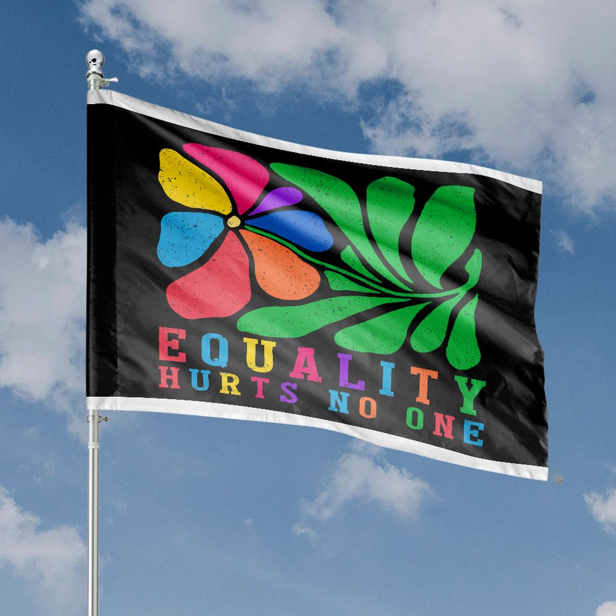 Equality Hurts No One House Flag | Rainbow Flower Social Justice Decor | Weather-Resistant Polyester | Premium Gift for Pride and Human Rights