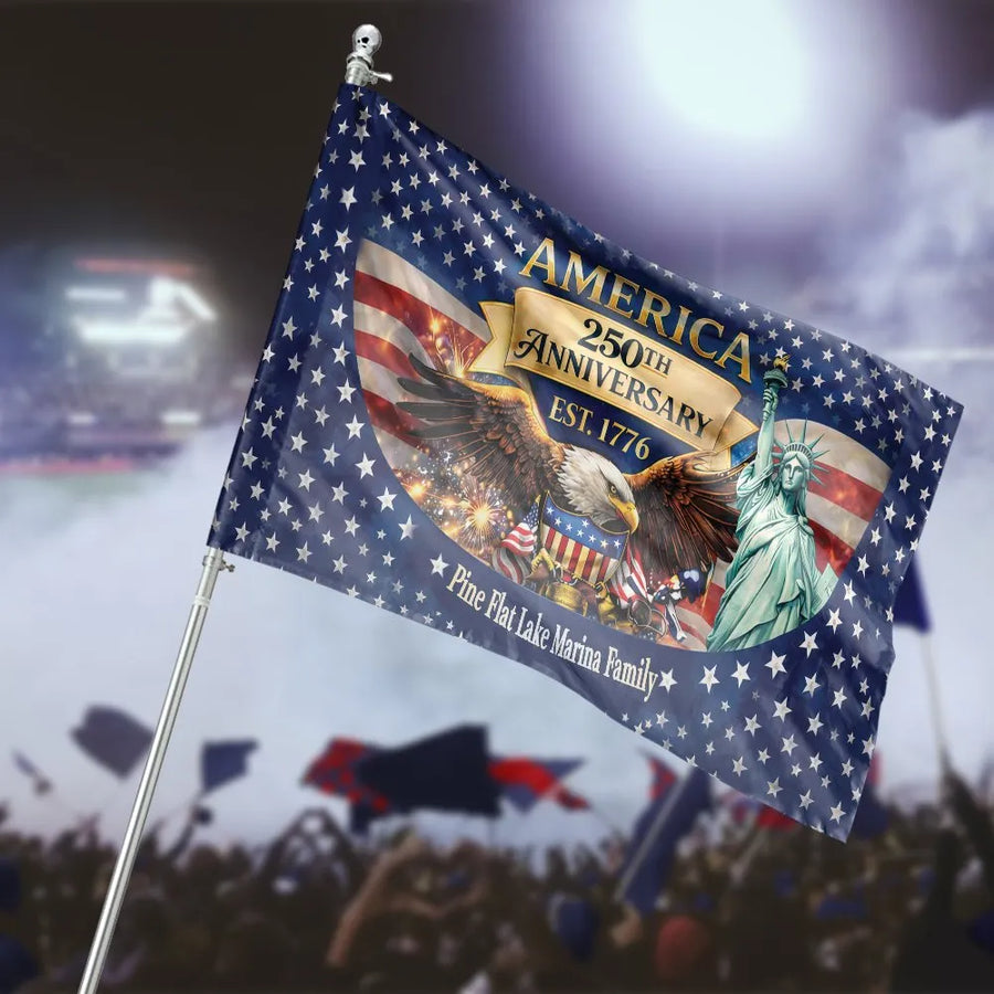 America 250th Anniversary House Flag | Patriotic Eagle & Liberty Graphic | Double-Sided Weather-Resistant Fabric | Collector's Yard Decor Gift
