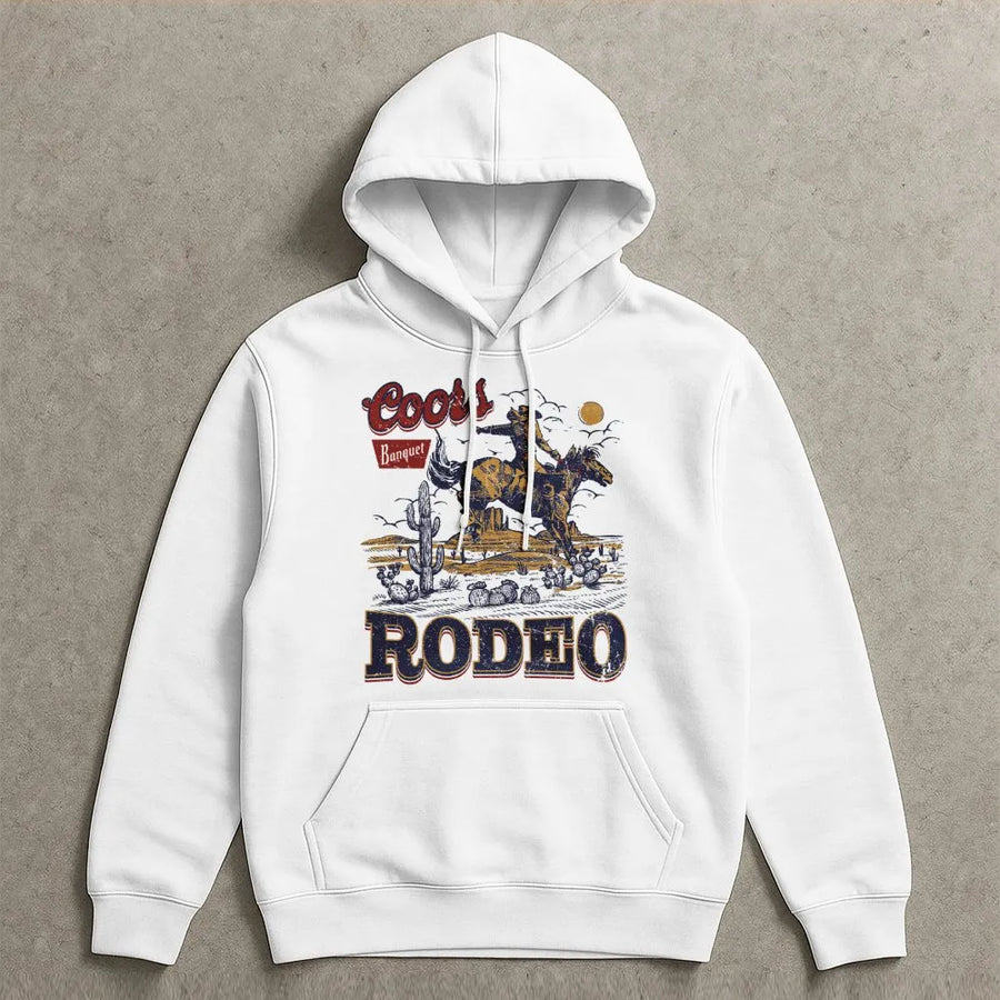 Coors Rodeo 90s Cowboy Hoodie, Vintage 2000s Graphic Western, Relaxed Adult, Wild West