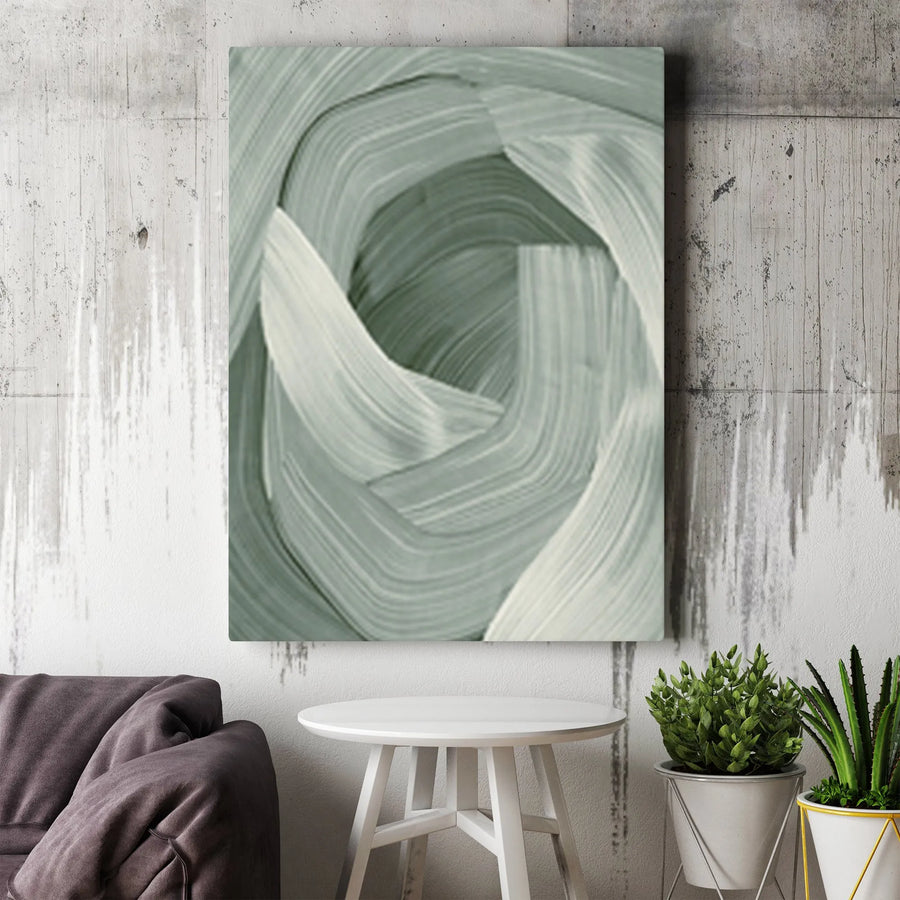 Boho Abstract Canvas Wall Art | Sage Green Textured Abstract Painting Print | Premium Gallery Quality Canvas | Modern Living Room & Office Decor Gift