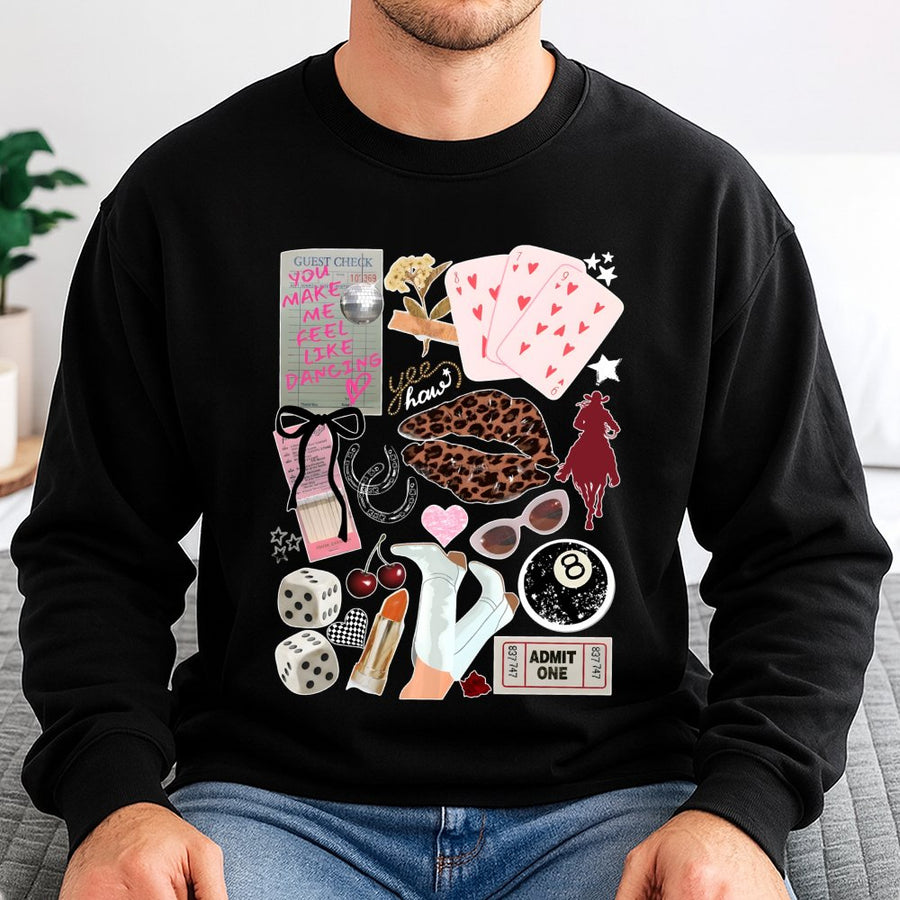 Western Collage Sweatshirt | Cowgirl Aesthetic Graphic Print | Premium Cotton Blend | Trendy Country Music Festival Gift for Women