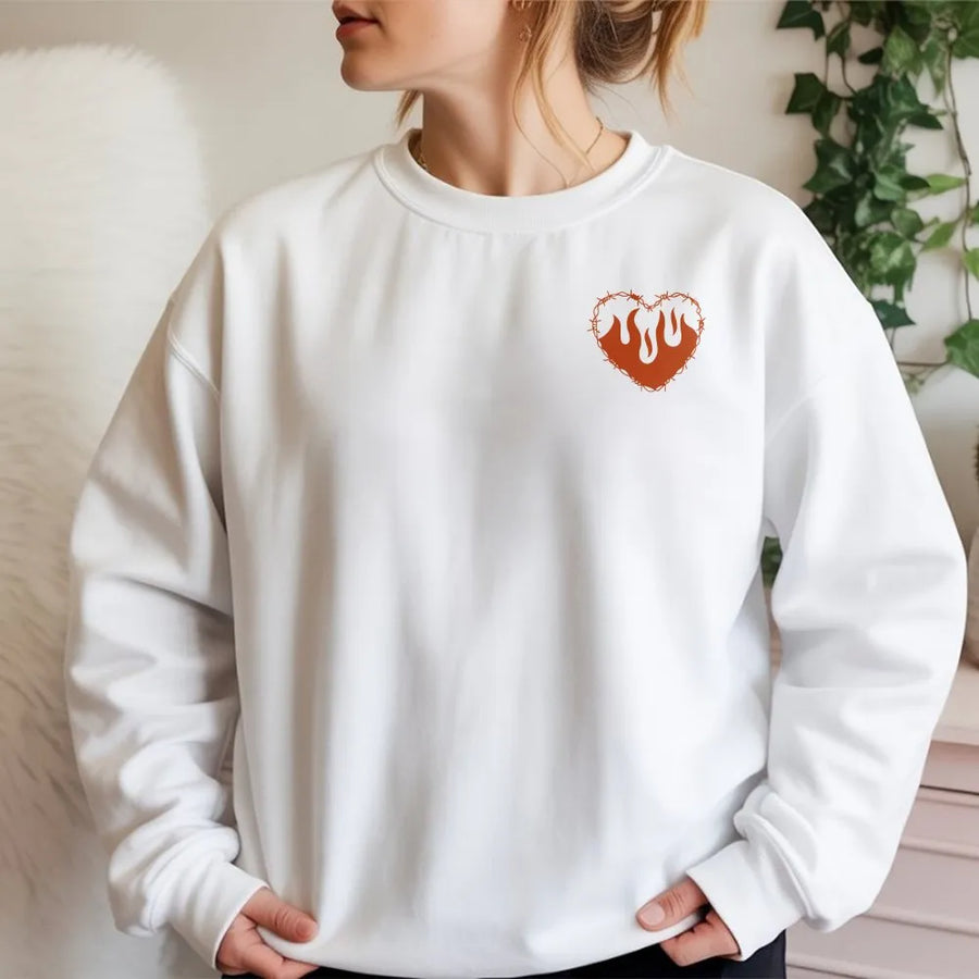 Barbed Wire Heart Sweatshirt | Minimalist Emo Graphic Crewneck | Soft Cotton Blend | Unisex Goth Streetwear Gift