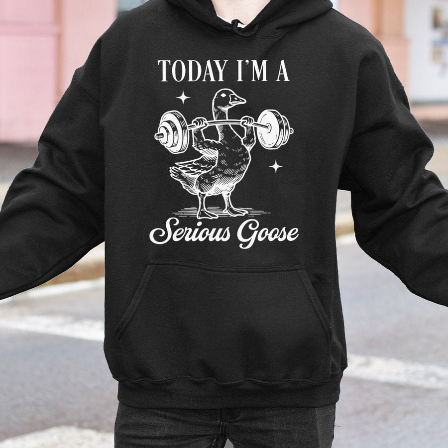Serious Goose Lifting Hoodie | Funny Gym Weightlifting Design | Premium Cotton Blend Pullover | Workout Gift for Fitness Lovers and Bodybuilders