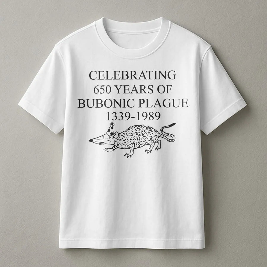 Bubonic Plague Rat T-Shirt | Funny Dark Humor Party Graphic | Premium Cotton Unisex Tee | Gift for History Buffs and Science Geeks