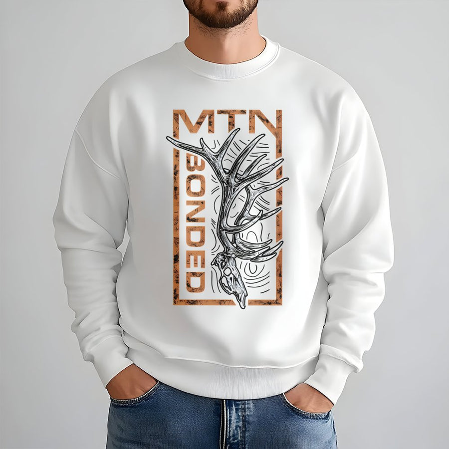 Mtn Bonded Hunting Sweatshirt | Deer Skull Antler Graphic | Premium Cotton Blend | Outdoor Adventure Gift for Hunters