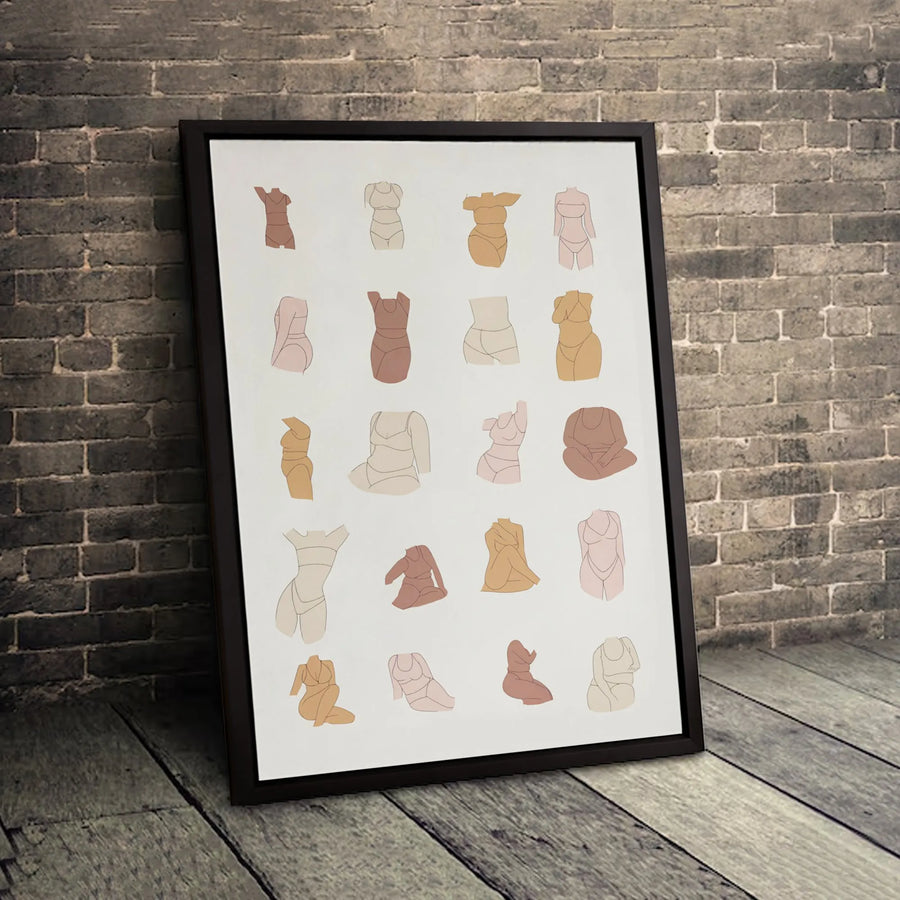 Body Positivity Wall Art | Diverse Female Forms Minimalist Print | Premium Gallery Canvas | Empowering Gift for Her Home Decor
