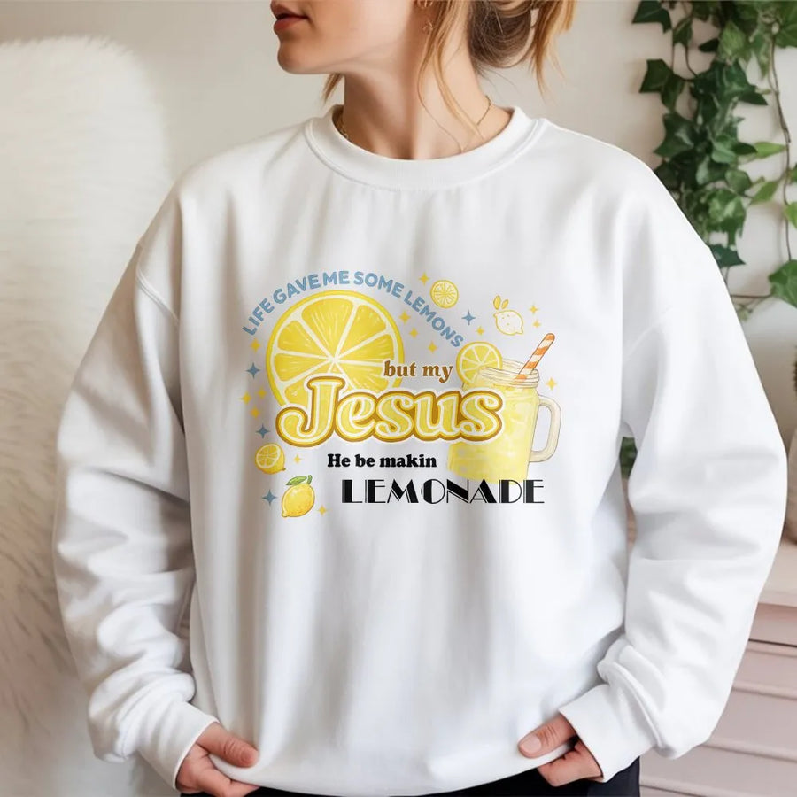 Jesus Lemonade Sweatshirt | Faith-Based Christian Quote Graphic | Premium Cotton Blend | Inspirational Religious Gift for Women and Men
