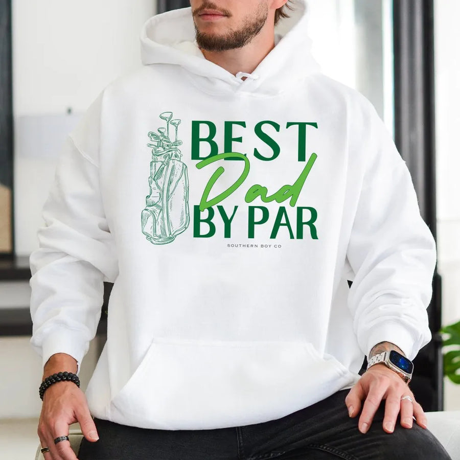 Best Dad By Par Golf Hoodie | Funny Golfer Pun Graphic Tee | Premium Soft Cotton | Father's Day Gift for Dad, Husband