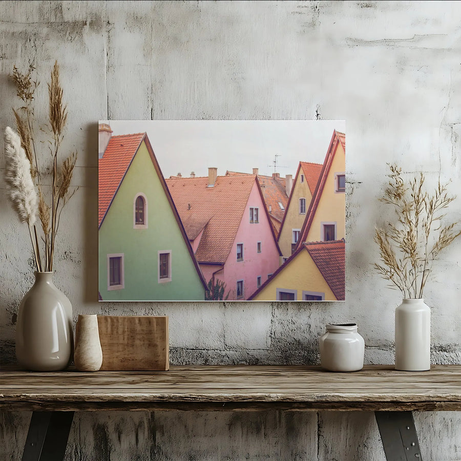 Rothenburg Germany Canvas Wall Art | Colorful Medieval Town Rooftops | Premium Fade-Resistant Print | German Heritage Gift & Living Room Decor